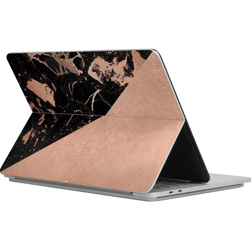 Black and Rose Gold Marble Split Surface Laptop Studio Skin